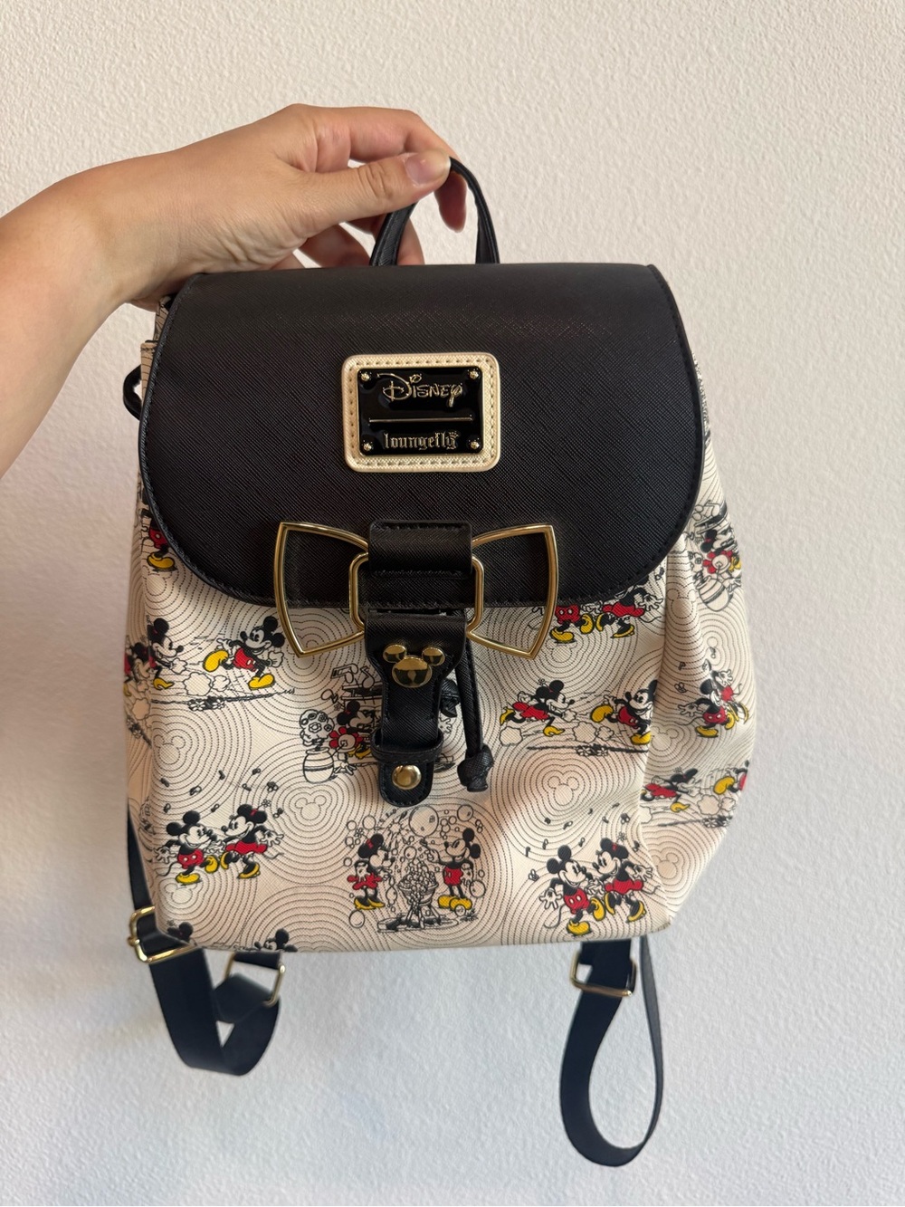 Disney Loungefly Mickey and Minnie Hardware Bow Mini Backpack